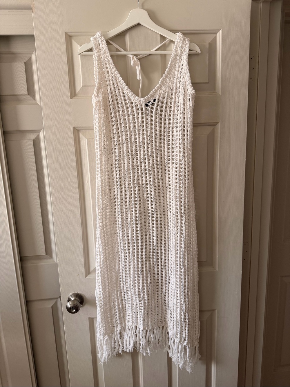 Vici Cream Crochet Fringe Maxi Cover-Up